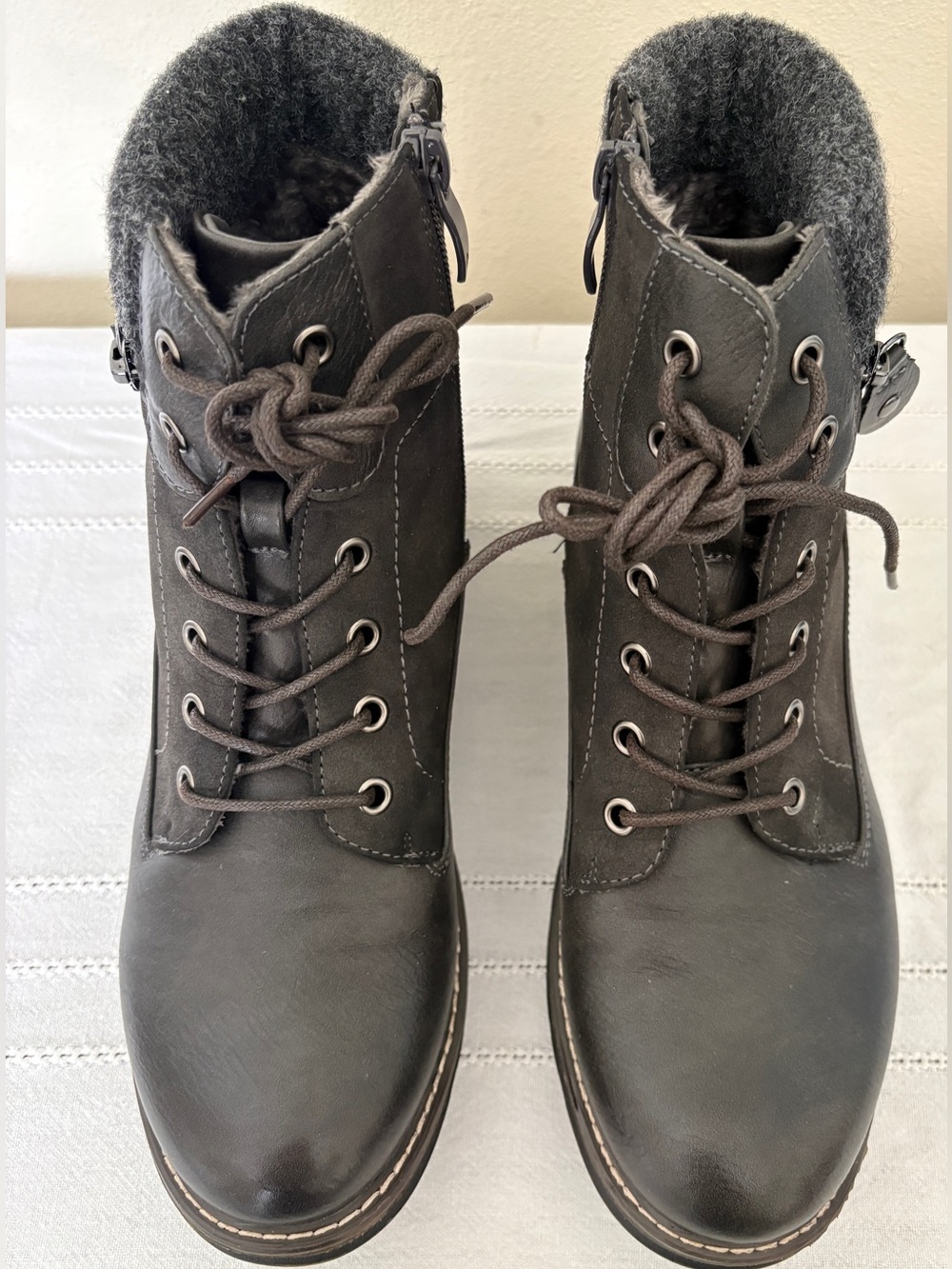 Patrizia by Spring Step Orsenise Grey Lace-Up Combat Boots Size 40 / US 9